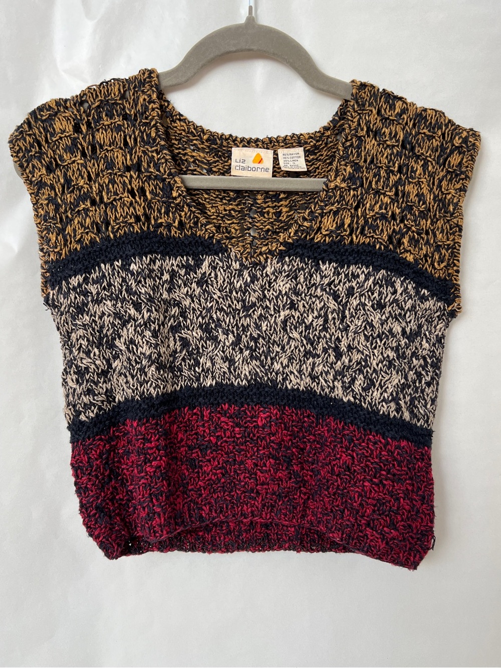 🍂 Vintage Liz Claiborne Knit Crop Sweater Vest / Top Size Small 🍂